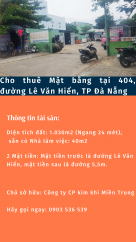 Cho thuê mặt bằng tại 404 Lê Văn Hiến, Q.Ngũ Hành Sơn, TP.Đà Nẵng